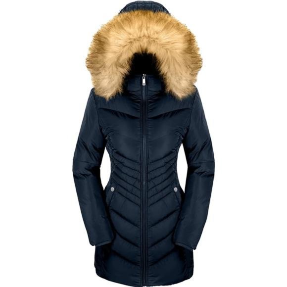 Women's Down Jacket Winter Long Puffer Parka Coat with Removable Fur Hood